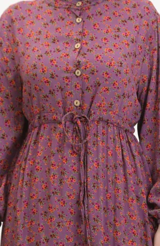 Robe Viscose Froncee Motif Marguerites 0423A-03 Lilas 0423A-03