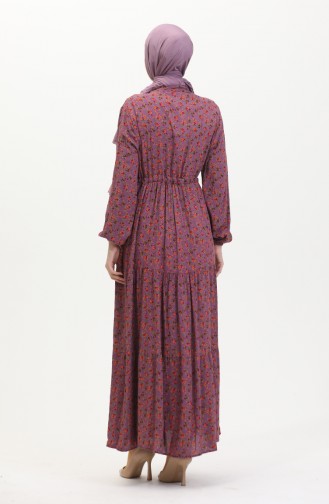 Robe Viscose Froncee Motif Marguerites 0423A-03 Lilas 0423A-03
