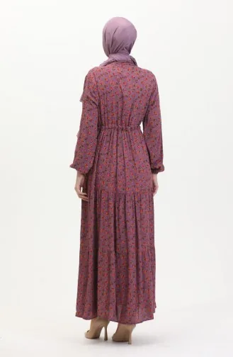 Robe Viscose Froncee Motif Marguerites 0423A-03 Lilas 0423A-03