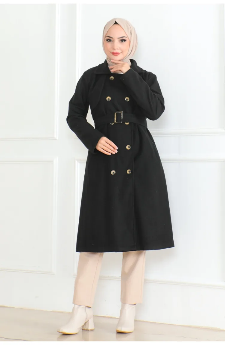 Double Breasted Belt Cashmere 0500-01 Black 0500-01