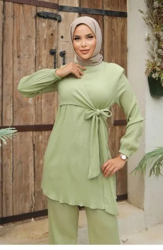 Ensemble Hijab Menthe Noué Sur Le Côté 576