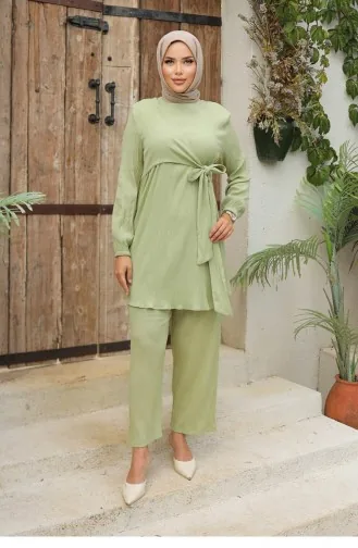 Ensemble Hijab Menthe Noué Sur Le Côté 576