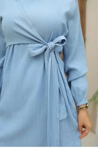 Aan De Zijkant Vastgebonden Hijab Babyblauw Pak 577