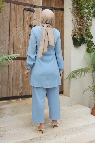 Side Tied Hijab Baby Blue Suit 577