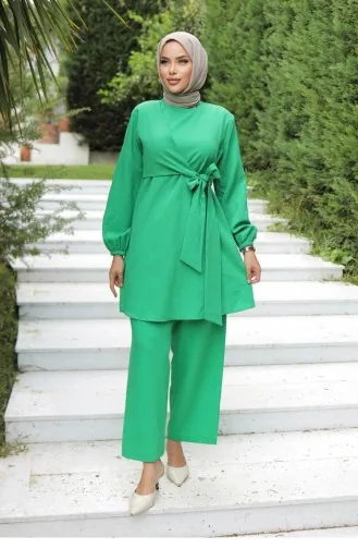 Yandan Bağlamalı Tesettür Zümrüt Takım