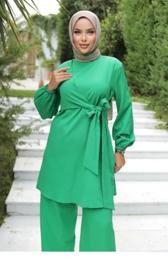 Yandan Bağlamalı Tesettür Zümrüt Takım