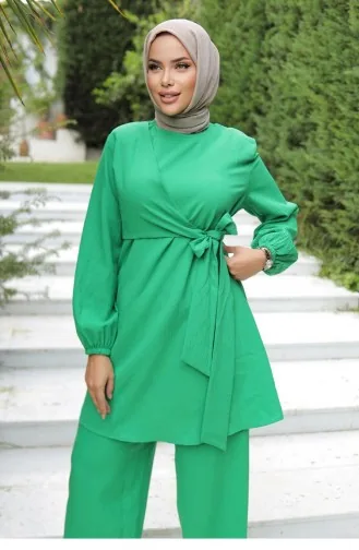 Yandan Bağlamalı Tesettür Zümrüt Takım