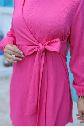 مجموعة حجاب مربوطة من الجانب باللون الفوشيا 580