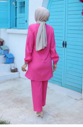 Ensemble Hijab Fuchsia Noué Sur Le Côté 580