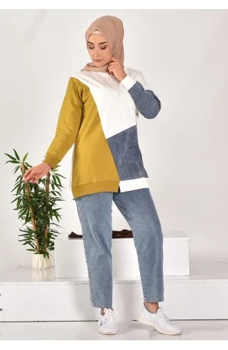 Gestreifter Doppelanzug Aus Zweifädigem Denim-Stoff 812-01 Ölgrün 812-01