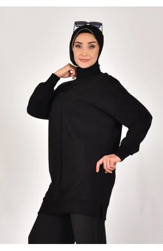 بوانت - سويت شيرت قماش مزخرف بخيطين 10569-03 لون أسود 10569-03