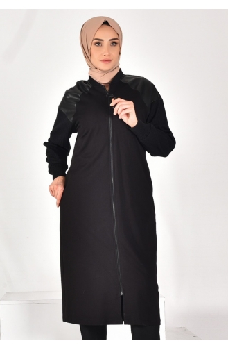 Puane Two Thread Fabric Leather Garnished Cape 15178-01 Black 15178-01