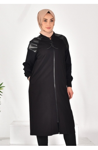 Puane Two Thread Fabric Leather Garnished Cape 15178-01 Black 15178-01