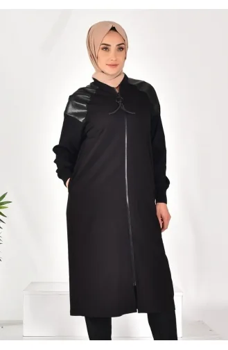 Puane Two Thread Fabric Leather Garnished Cape 15178-01 Black 15178-01