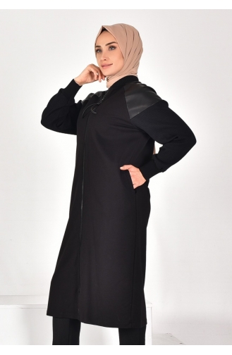 Puane Two Thread Fabric Leather Garnished Cape 15178-01 Black 15178-01