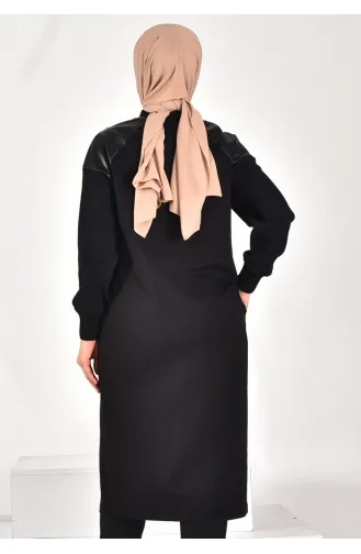 Puane Two Thread Fabric Leather Garnished Cape 15178-01 Black 15178-01
