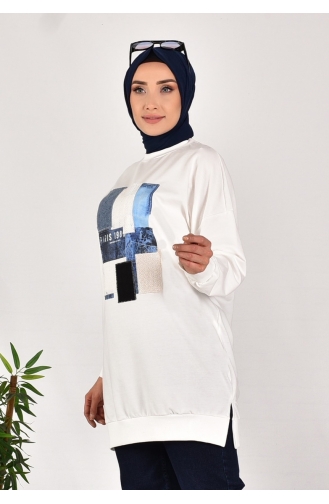 Puane Two Thread Fabric Front Fabric Garnish Sweatshirt 10582-02 Ecru 10582-02