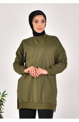 Sweat Pointe A Motifs Pierre En Tissu Deux Fils 10592-03 Khaki 10592-03