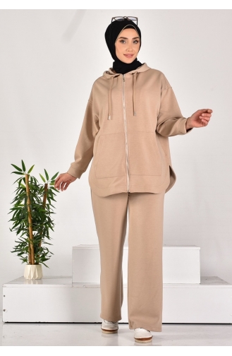 Noktae Scuba Fabric Pocket Zipper Double Suit 14278-02 Stone 14278-02