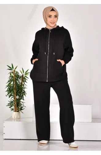 Noktae Scuba Fabric Pocket Zipper Double Suit 14278-03 Schwarz 14278-03