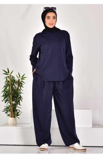 Puane Scuba Fabric Two Piece Suit 14277-01 Navy Blue 14277-01