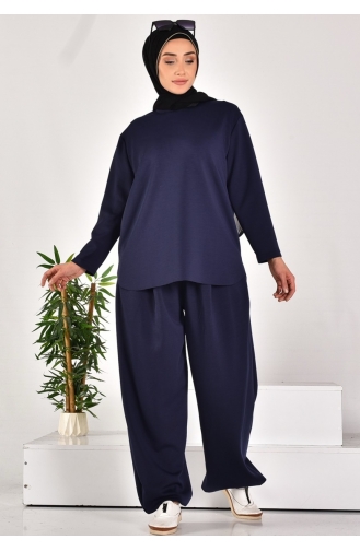 Puane Scuba Fabric Two Piece Suit 14277-01 Navy Blue 14277-01