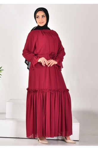 Robe Hijab Plissée En Tissu Mousseline De Soie 12520-01 Pourpre 12520-01