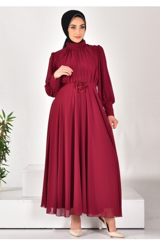 Robe Hijab Plissée En Tissu Mousseline De Soie 12520-01 Pourpre 12520-01