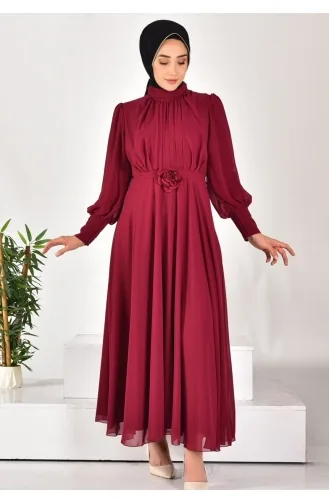 Puane Chiffon Fabric Stone Striped Hijab Dress 12521-01 Purple 12521-01