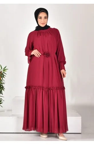 Puane Chiffon Fabric Stone Striped Hijab Dress 12521-01 Purple 12521-01