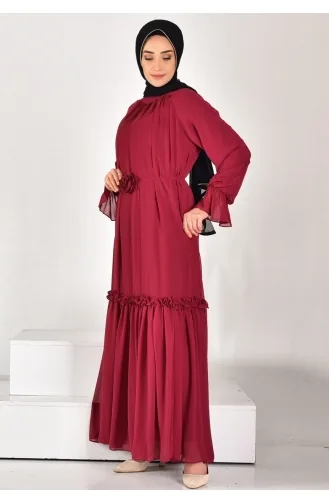 Puane Chiffon Fabric Stone Striped Hijab Dress 12521-01 Purple 12521-01