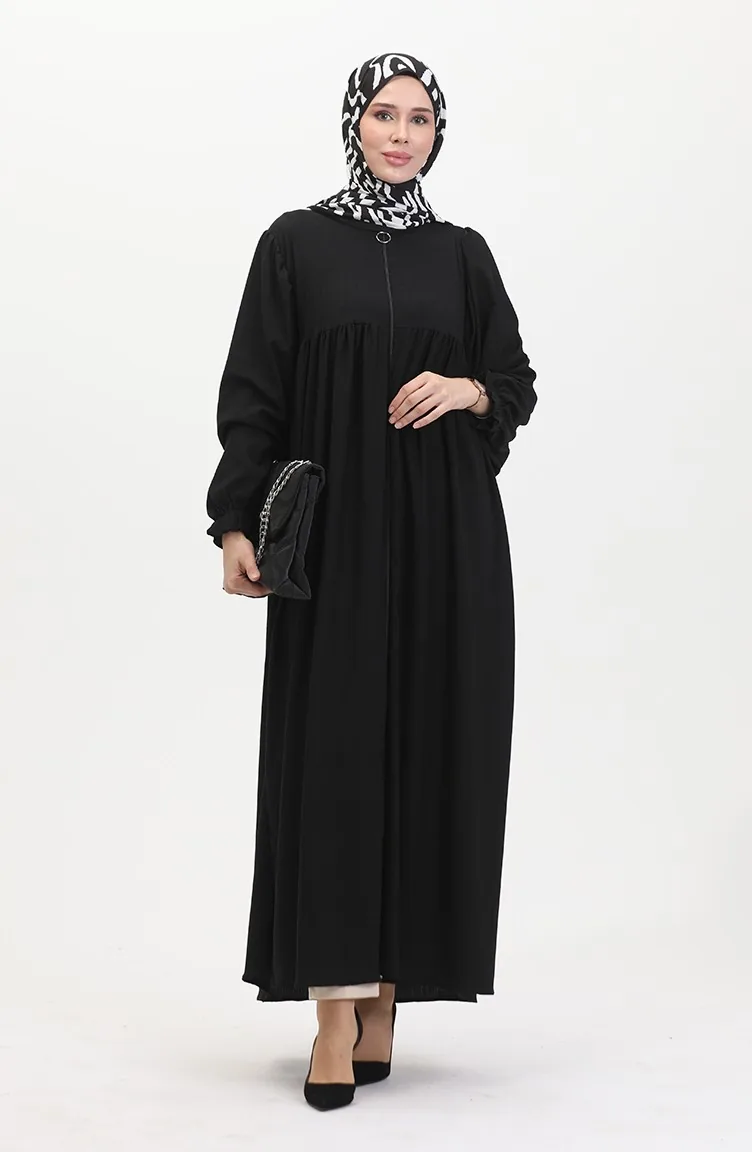 Robe Pleated Abaya 1052-02 Black 1052-02