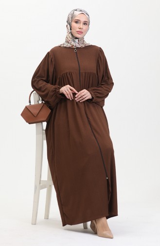 عباءة بتصميم مُطوّر 1052-03 لون بني 1052-03