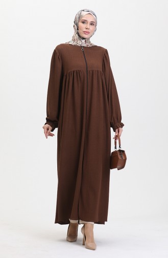 عباءة بتصميم مُطوّر 1052-03 لون بني 1052-03