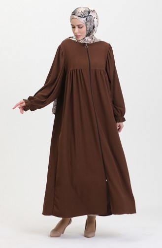 عباءة بتصميم مُطوّر 1052-03 لون بني 1052-03