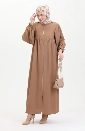 Robe Shirred Abaya 1052-05 Milk Coffee 1052-05