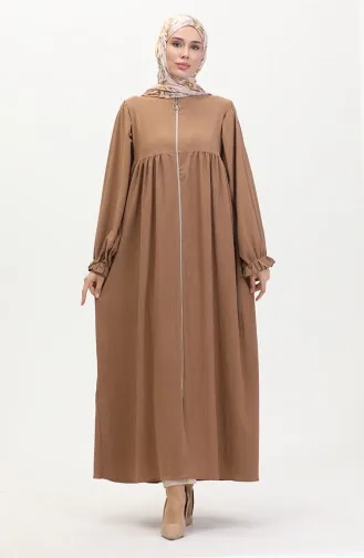 Robe Shirred Abaya 1052-05 Milk Coffee 1052-05