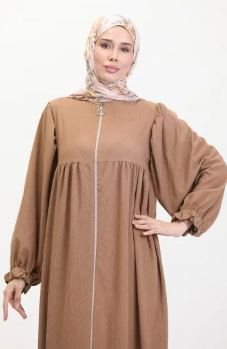 Robe Shirred Abaya 1052-05 Milk Coffee 1052-05
