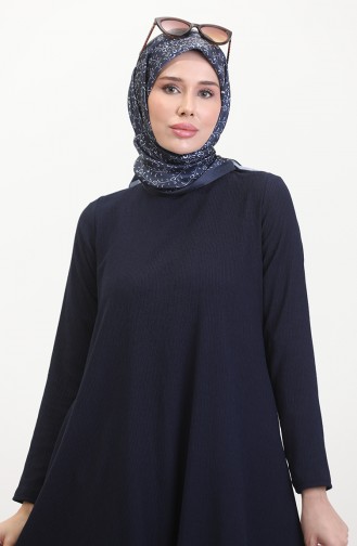 Asymmetrical Cut Tunic Trousers Two Piece Suit 1051-02 Navy Blue 1051-02
