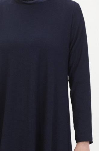 Asymmetrical Cut Tunic Trousers Two Piece Suit 1051-02 Navy Blue 1051-02