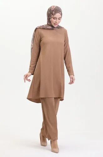 Asymmetrisch Gesneden Tuniekbroek Dubbel Pak 1051-04 Mink 1051-04