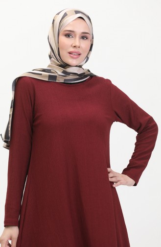 Ensemble Double Pantalon Tunique Coupe Asymétrique 1051-05 Rouge Claret 1051-05
