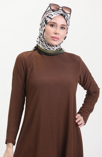 Asymmetrisch Geschnittene Tunika-Hose Doppelanzug 1051-07 Braun 1051-07