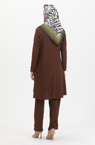 Asymmetrisch Geschnittene Tunika-Hose Doppelanzug 1051-07 Braun 1051-07