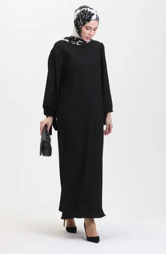 Kleid Mit Gerafften Ärmeln 1053-01 Schwarz 1053-01