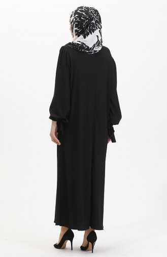 Jurk Met Geplooide Mouwen 1053-01 Zwart 1053-01