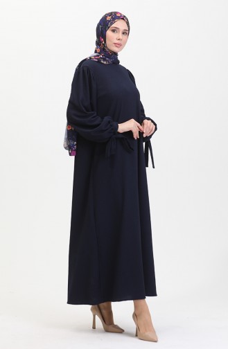 Robe Manches Froncees 1053-02 Bleu Marine 1053-02