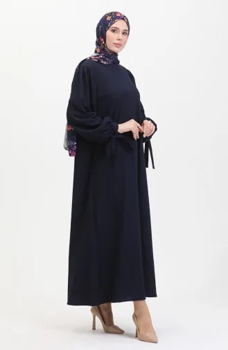 Kleid Mit Gerafften Ärmeln 1053-02 Marineblau 1053-02