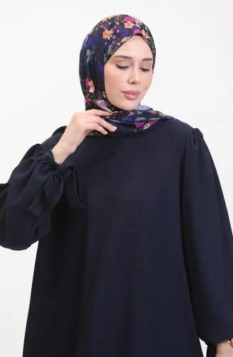 Kleid Mit Gerafften Ärmeln 1053-02 Marineblau 1053-02