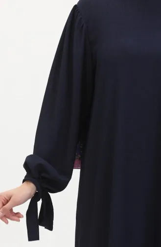 Kleid Mit Gerafften Ärmeln 1053-02 Marineblau 1053-02